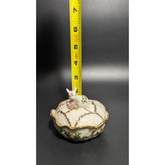 Royal Albert Old Country Roses Bunny Rabbit Trinket Jewelry Box Figurine Floral - Picture 11 of 15